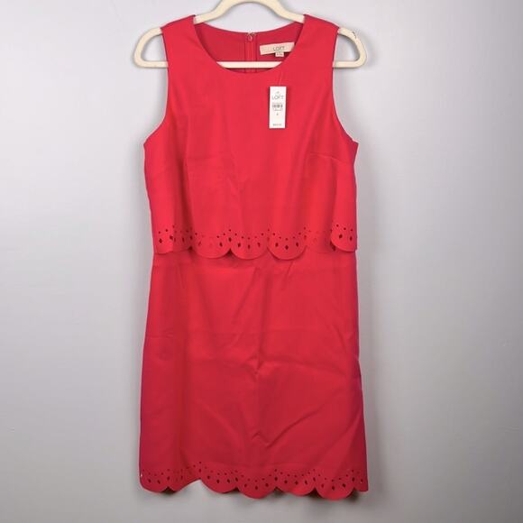 Loft NWT pink sleeveless scalloped dress with cutouts size 8 - Picture 1 of 9